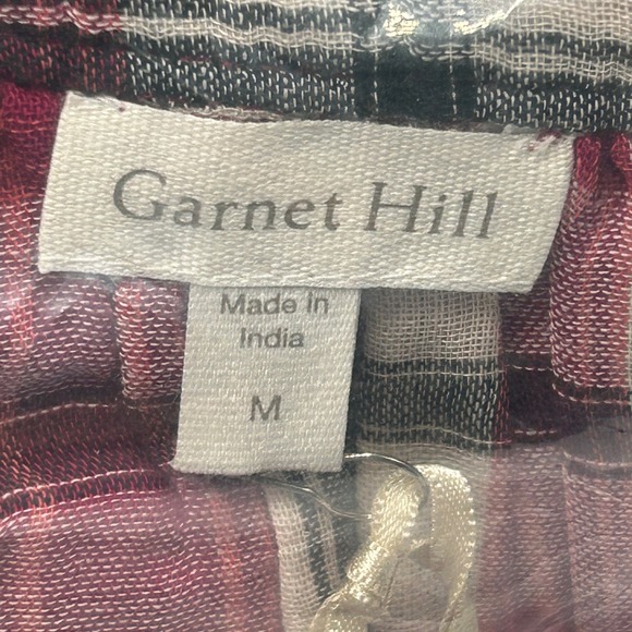 Garnet Hill Red Gauze Organic-Cotton Plaid Popover Blouse Women Medium 50683 NWT - Picture 8 of 11